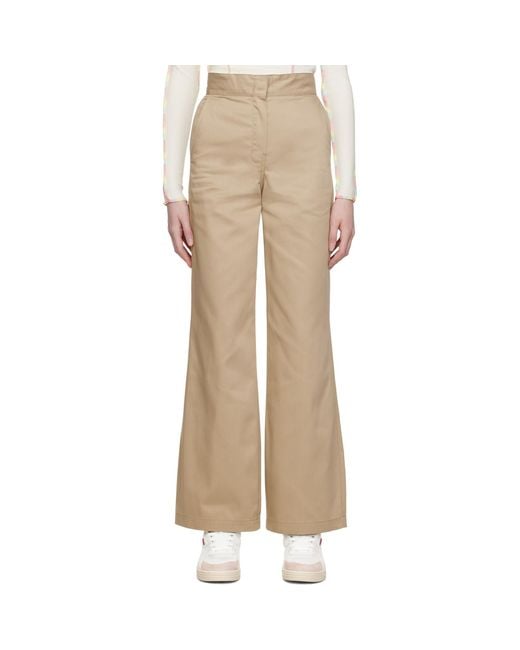 Palm Angels Natural Beige Reversed Waistband Trousers