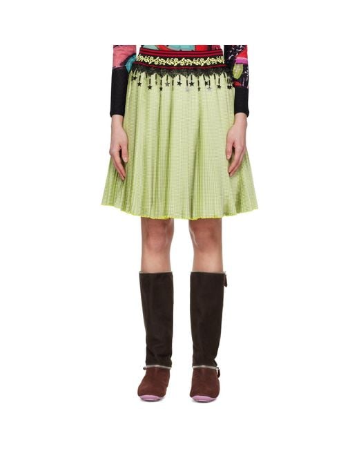Chopova Lowena Green Stacey Knitted Pleated Midi Skirt