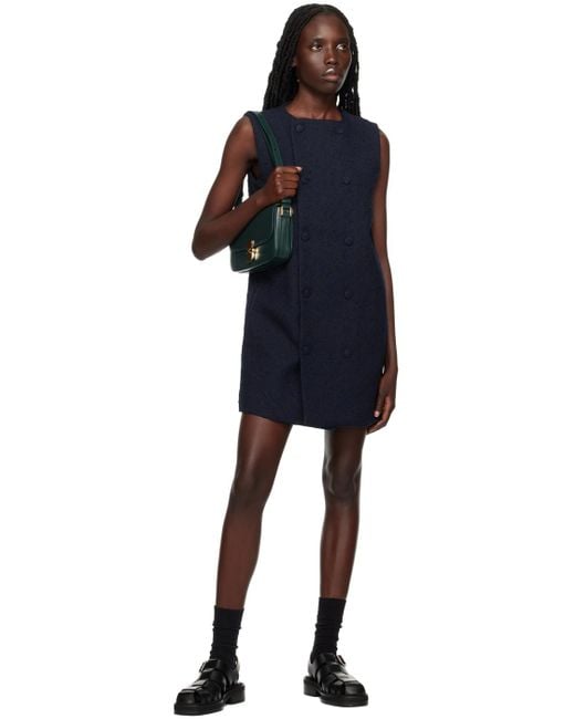 AMI Black Navy Double-breasted Minidress
