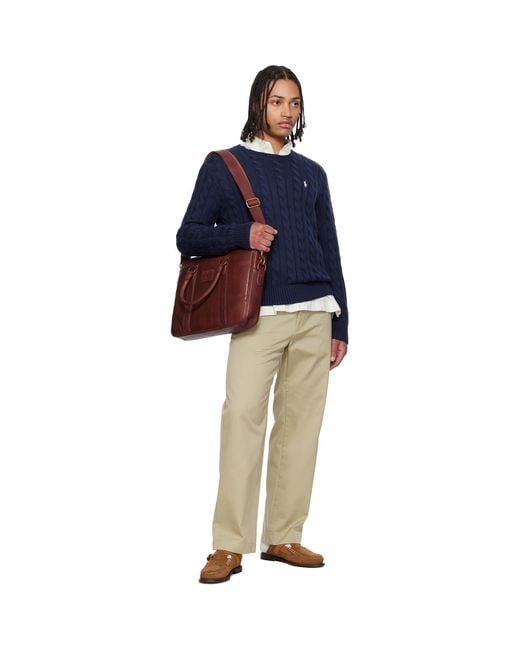 Polo Ralph Lauren Brown Heritage Leather Messenger Bag for men
