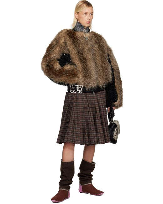 Chopova Lowena Brown French Kiss Faux-Fur Bomber Jacket