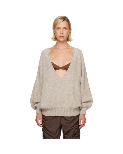 Baserange Gray Soar V Neck Sweater
