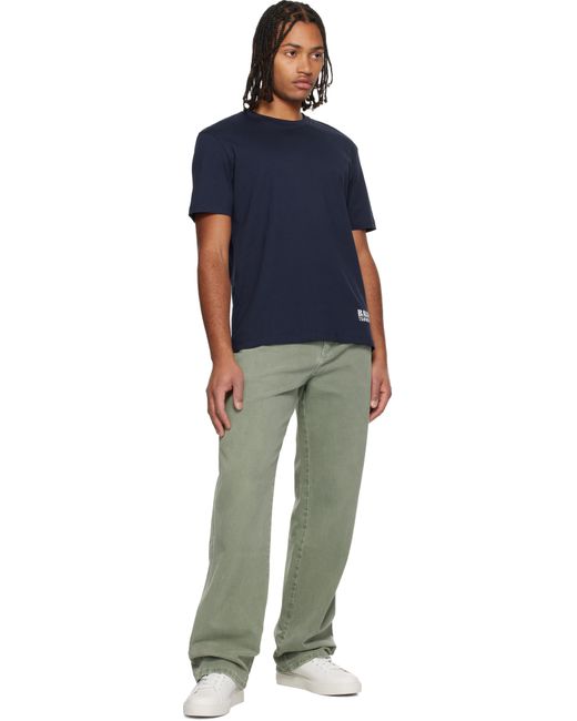 Balmain Blue Small Stamp Printed T-Shirt for men