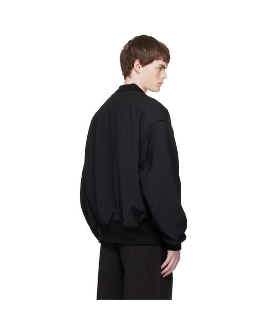 Entire studios Black Broad Wool Bomber Jacket for men