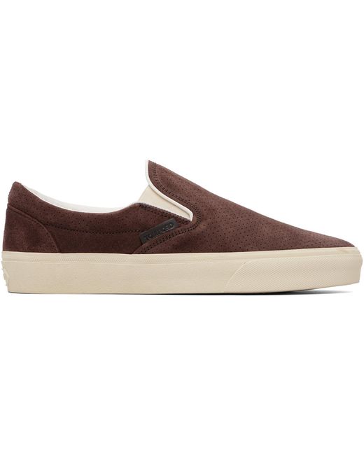 Tom Ford Black Perforated Suede Jude Slip On Sneakers for men