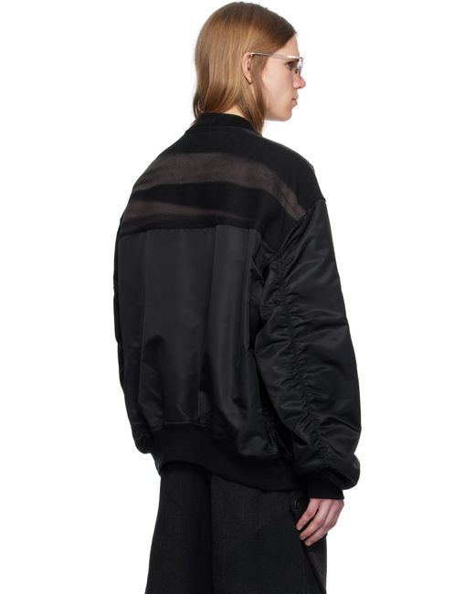 JiyongKim Sun-Bleached Flight Bomber Jacket in Black for Men