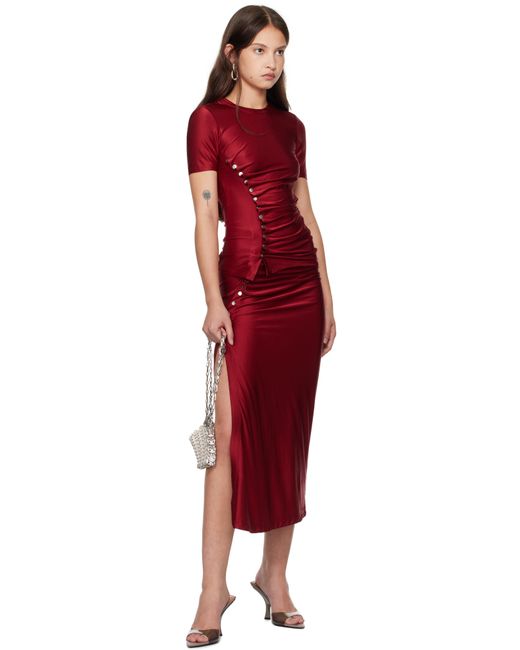 Rabanne レッド Drapé Pression スリット ミディアムスカート Red