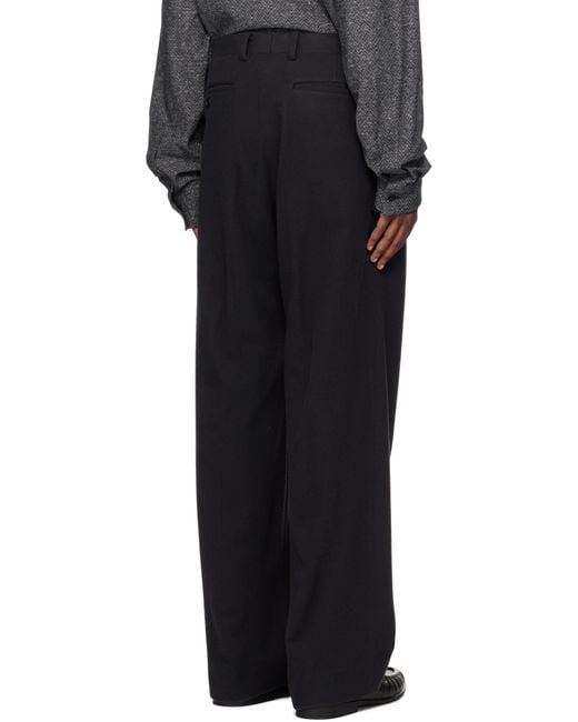 AURALEE Brushed Super Fine Wool Flannel Trousers in Black AURALEE Brushed Super Fine Wool Flannel Trousers in Black