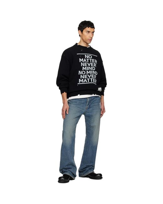 Maison Mihara Yasuhiro Black Message Jacquard Knit Sweater for men