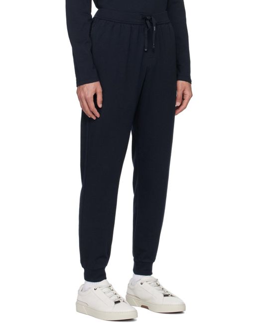 Boss Blue Navy Embroidered Sweatpants for men