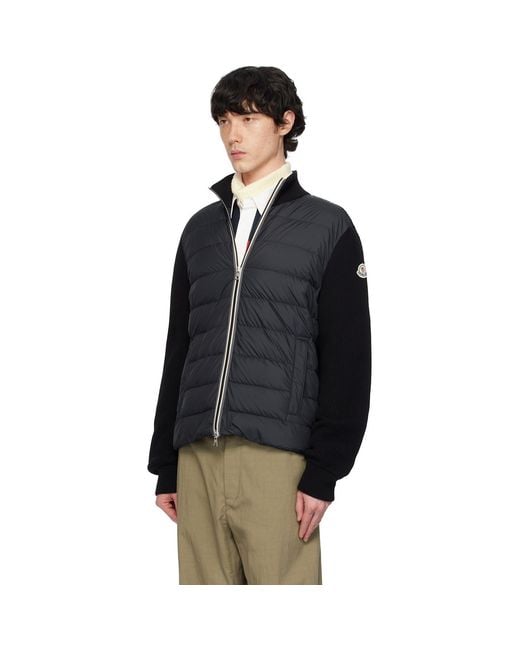 Moncler Black Padded Cotton Zip-Up Down Jacket for men