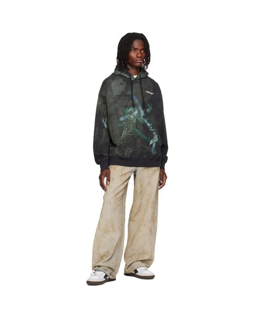 Off-White c/o Virgil Abloh Gray Dark Painting Skate Hoodie for men