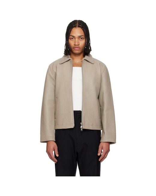 sunflower Natural Taupe Short Leather Jacket for men
