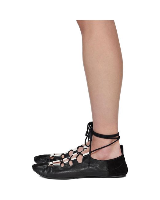 Alaïa Brown Fold Laced Ballerina Flats