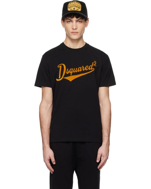 DSquared² Black Dsqua2 Cool Fit Velvet Logo T-shirt for men