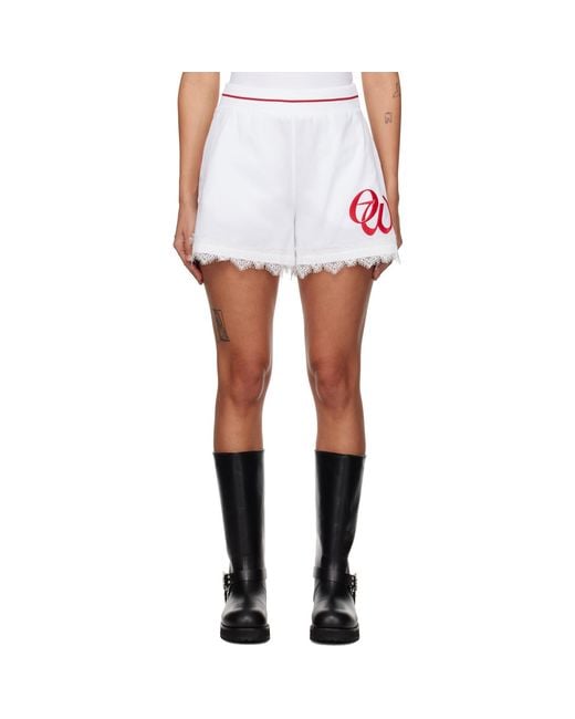 Off-White c/o Virgil Abloh White Poplin 'Ow' Embr Baseball Shorts