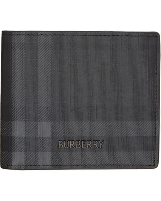Burberry Black City Check Bifold Wallet for men