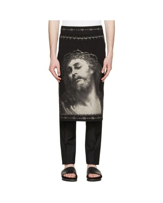 Givenchy Black Jersey Jesus Skirt for men