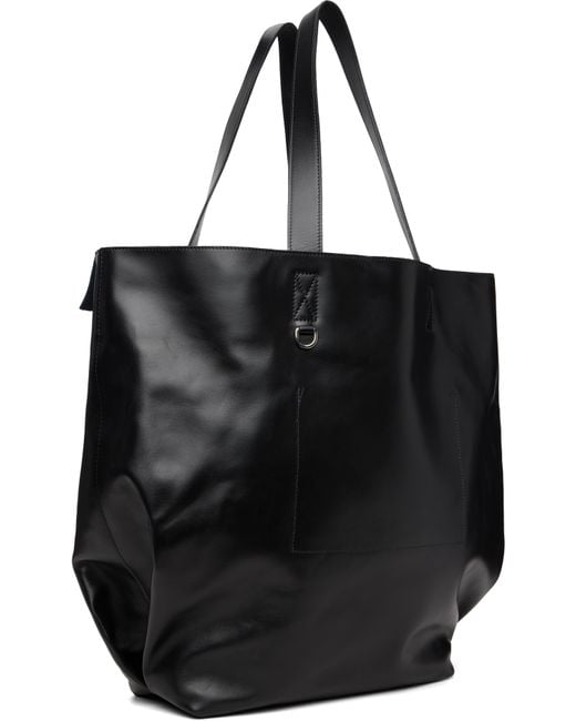 STEFAN COOKE Black Leather Patch Tote for men