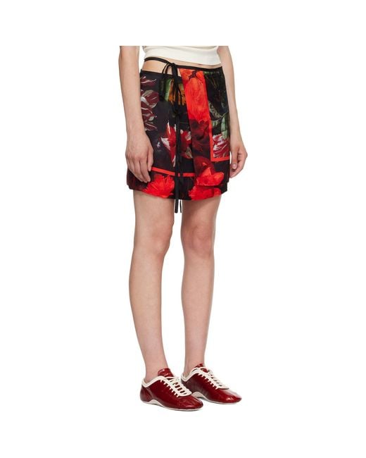 Dries Van Noten Red Printed Wrap Miniskirt