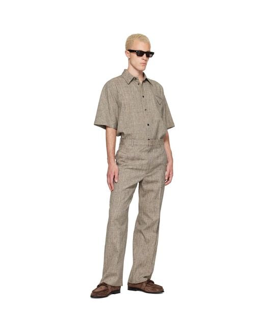 Bottega Veneta Gray Taupe Fleck Viscose Shirt for men