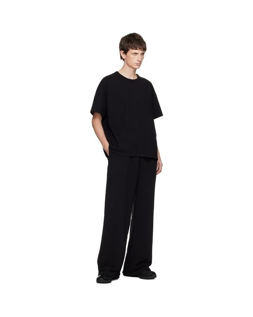 Les Tien Black Lightweight Binded Neck Oversized T-Shirt for men