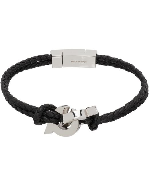 Ferragamo Black Intertwined Gancini Bracelet for men