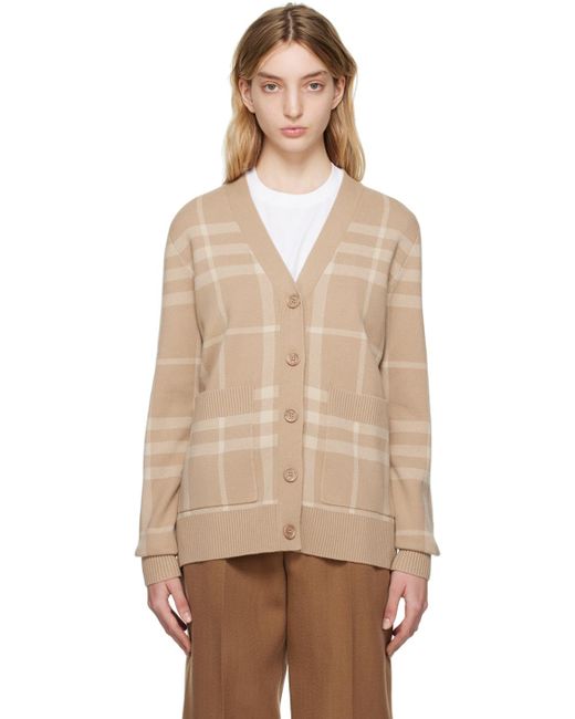 Burberry Natural Beige Check Cardigan