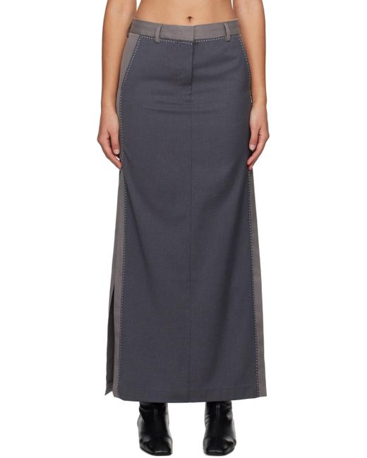 REMAIN Birger Christensen Black Gray Two-color Maxi Skirt