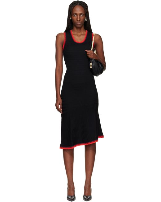 Wales Bonner Black Sun Knit Midi Dress