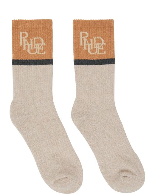 Rhude Natural Beige Sport Socks for men