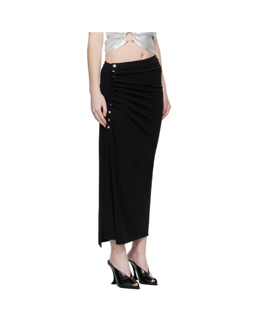 Rabanne Black Draped Midi Skirt