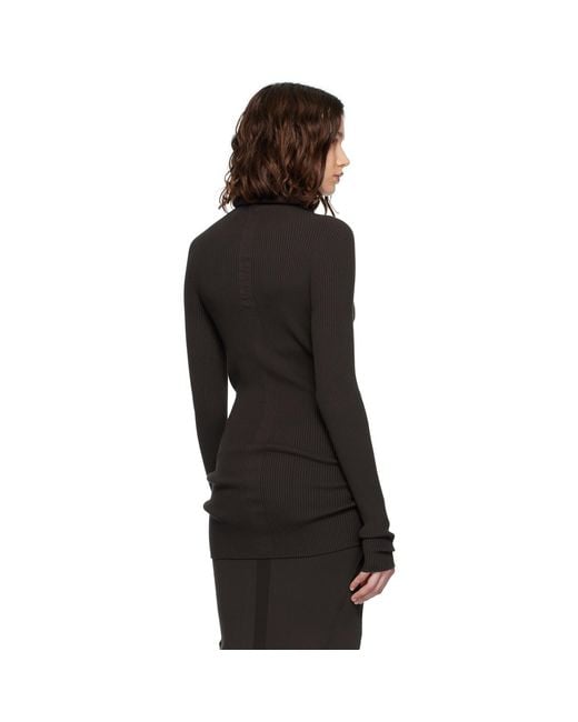 Rick Owens Black Concordians Ribbed Knit Tube Turtleneck