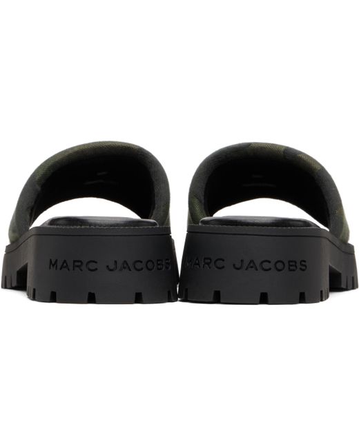 Marc Jacobs カーキ 'The Camo Jacquard Lug Sole Slide' サンダル Black
