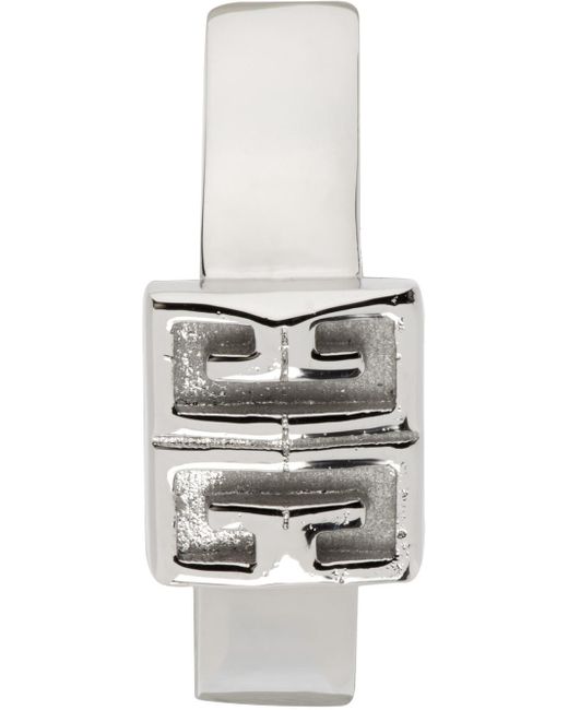 Boucle d'oreille unique argentée à logo 4g Givenchy pour homme en coloris Black