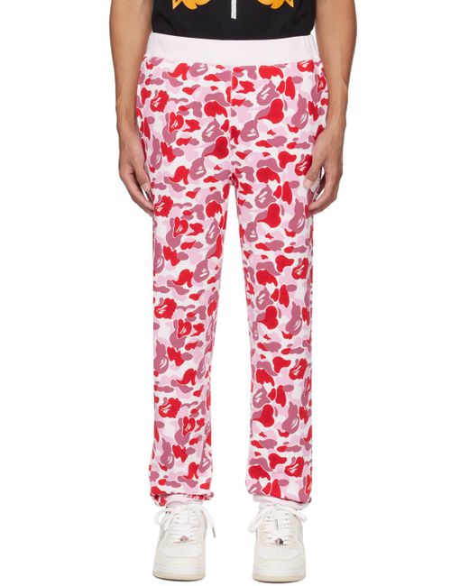 Pantalon de survêtement rose à motif camouflage abc et à appliqués en verre taillé A Bathing Ape pour homme en coloris Red
