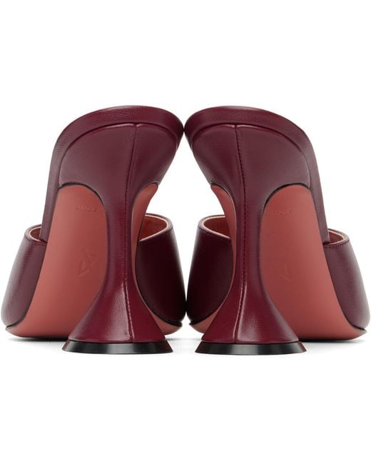 AMINA MUADDI Red Burgundy Lupita 95 Slipper Heeled Sandals