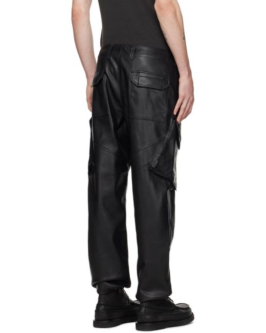Sophnet Black Sustainable Faux-Leather Cargo Pants for men