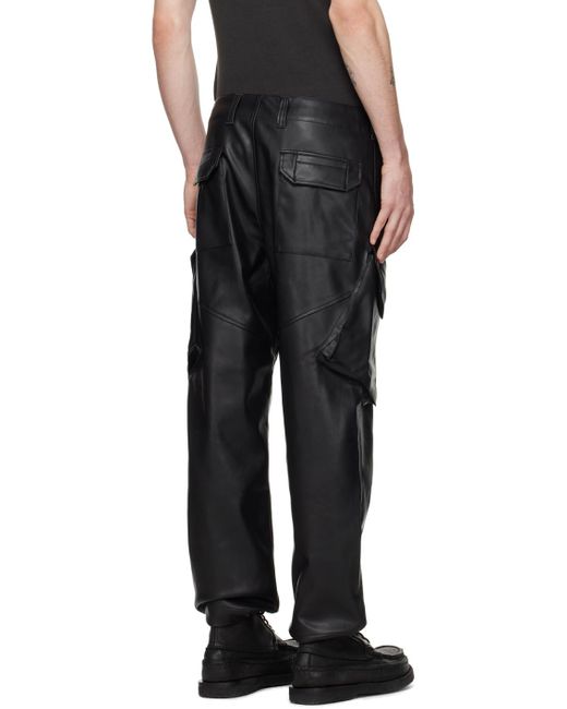 Sophnet Black Sustainable Faux-leather Cargo Pants for men