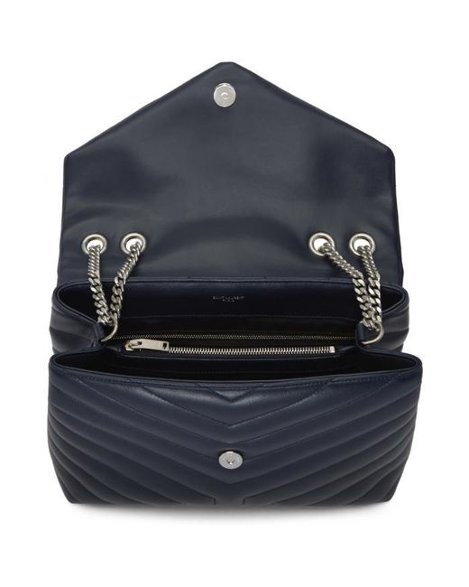 Saint Laurent Navy Medium Loulou Chain Bag in Blue