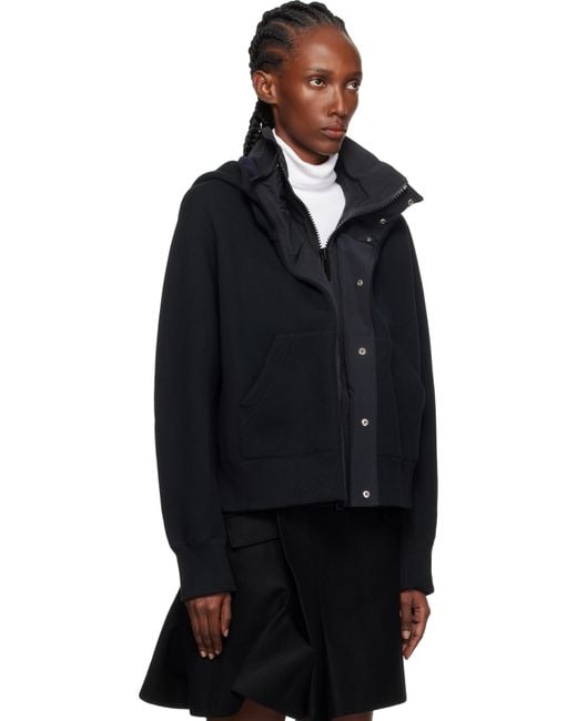 Sacai ブラック Sponge Sweat X Grosgrain フーディ Black