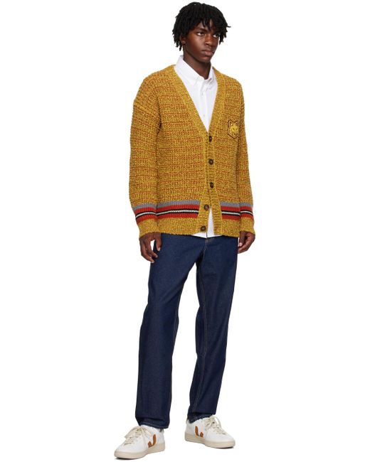 Maison Kitsuné Multicolor Yellow Bold Fox Head Cardigan for men