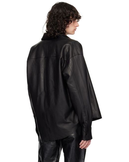 AMI Black Embossed Leather Jacket for men