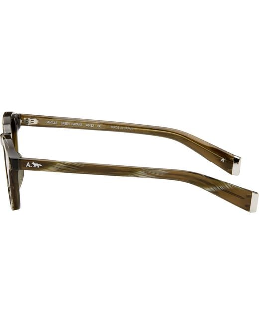 Maison Kitsuné Black Khaki A. Society Edition Camille Sunglasses for men