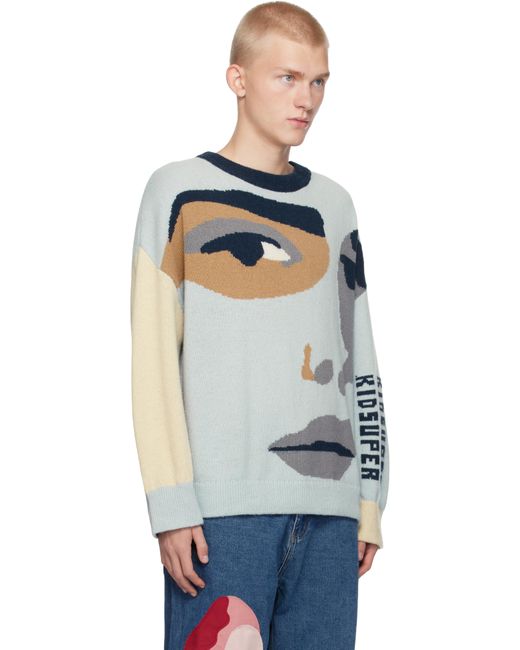 Kidsuper Blue Face Boxy Sweater for men