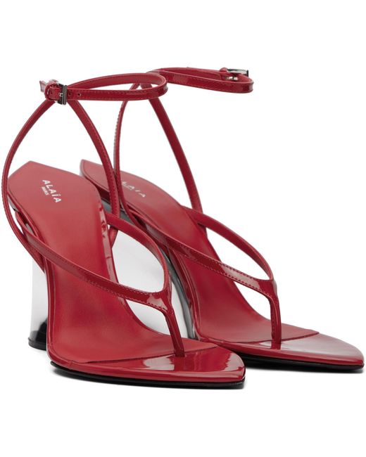 Alaïa Red Invisible Thong Heeled Sandals