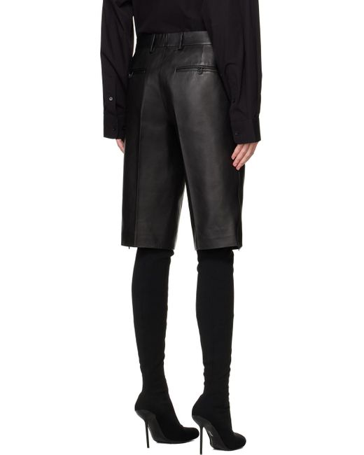Short droit noir en cuir Helmut Lang en coloris Black