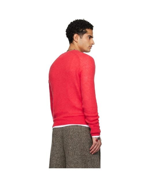 Dries Van Noten Red Alpaca Sweater for men
