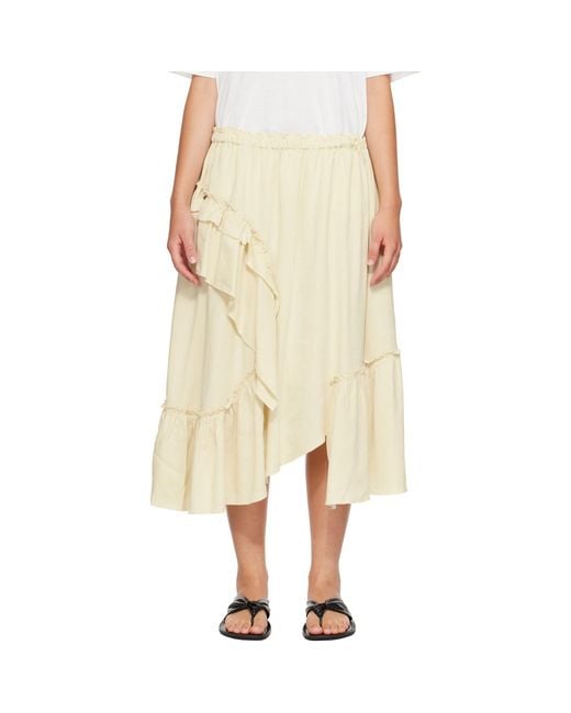 YMC Natural Draped Midi Skirt