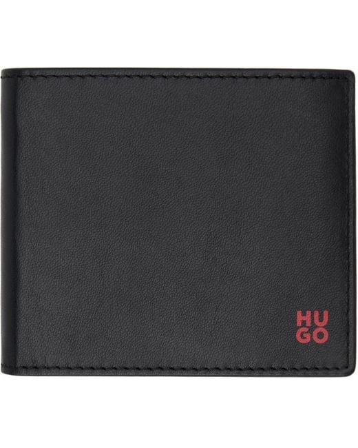 HUGO Black Stacked Logo Wallet for men